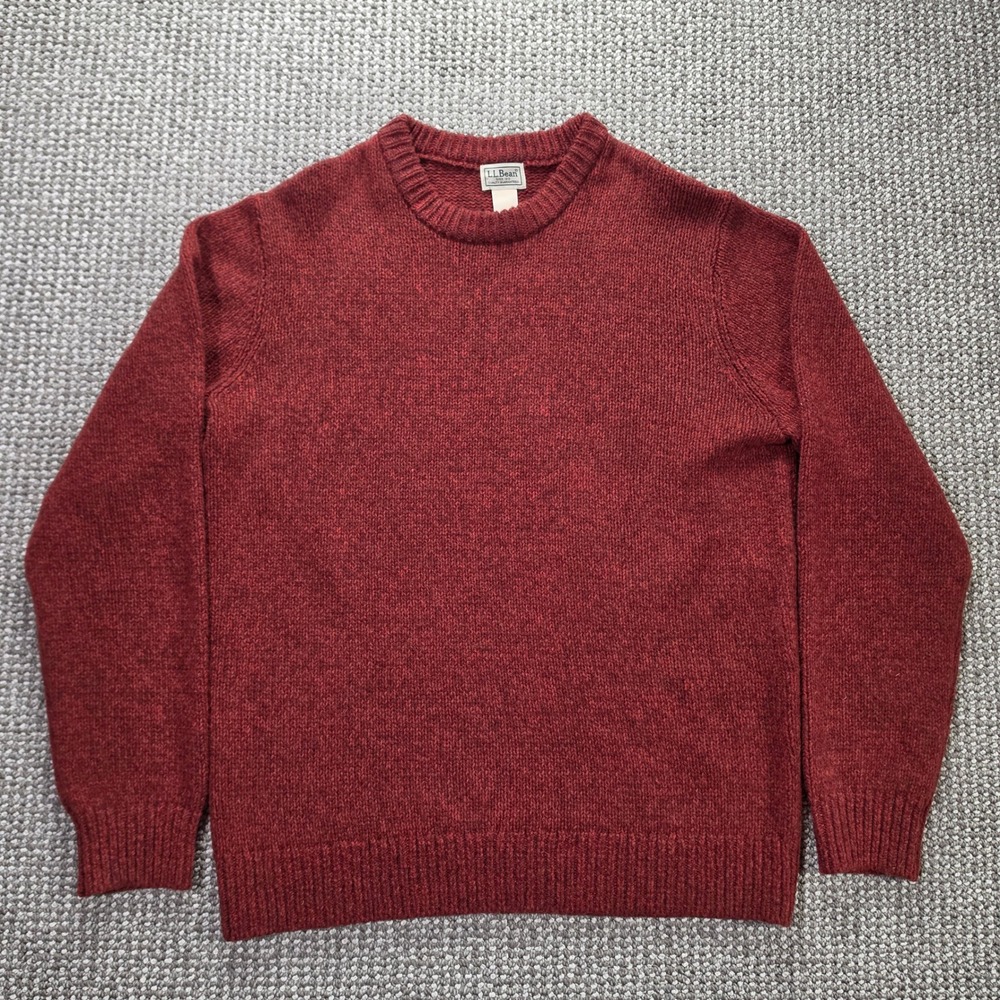 L.L. Bean Sweater Mens L-REG 509750 Lambswool Crewneck Red Heathered Gorpcore